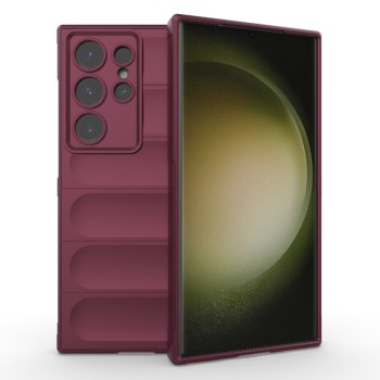 Husa pentru Samsung Galaxy S23 Ultra, Antisoc, Margini cu Striatii, Design Minimalist, Bordeaux