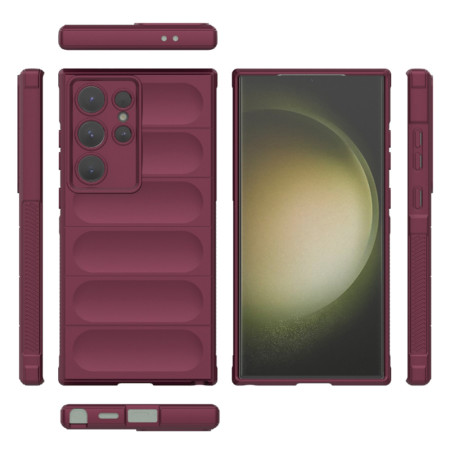 Husa pentru Samsung Galaxy S23 Ultra, Antisoc, Margini cu Striatii, Design Minimalist, Bordeaux