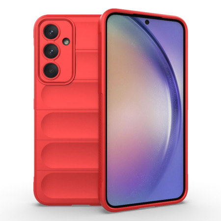Husa pentru Samsung Galaxy A54, Antisoc, Margini cu Striatii, Design Minimalist, Red