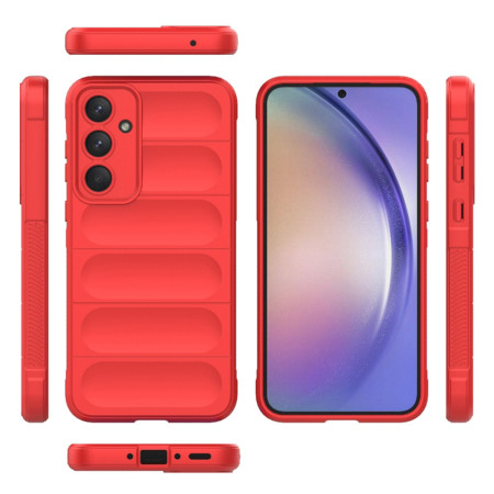 Husa pentru Samsung Galaxy A54, Antisoc, Margini cu Striatii, Design Minimalist, Red