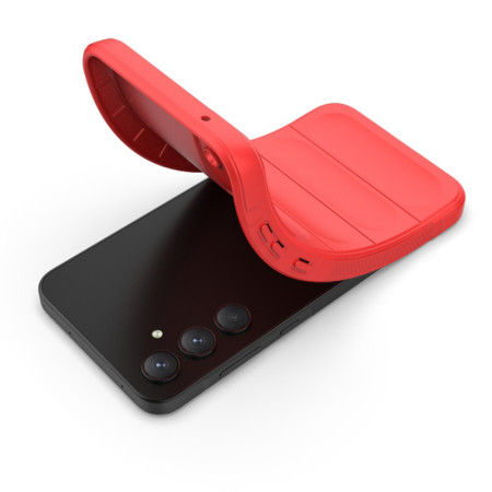 Husa pentru Samsung Galaxy A54, Antisoc, Margini cu Striatii, Design Minimalist, Red