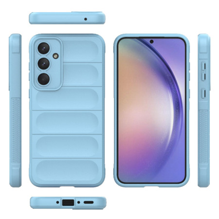 Husa pentru Samsung Galaxy A54, Antisoc, Margini cu Striatii, Design Minimalist, Bleu