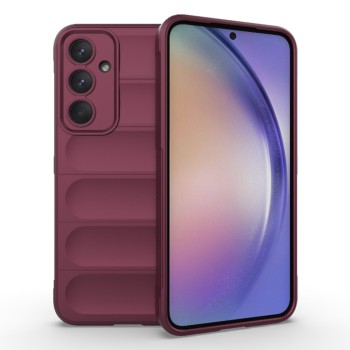 Husa pentru Samsung Galaxy A54, Antisoc, Margini cu Striatii, Design Minimalist, Bordeaux