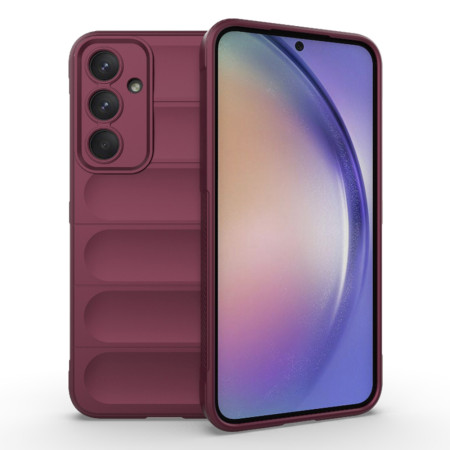 Husa pentru Samsung Galaxy A54, Antisoc, Margini cu Striatii, Design Minimalist, Bordeaux