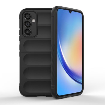 Husa pentru Samsung Galaxy A34 5G, Antisoc, Margini cu Striatii, Design Minimalist, Black