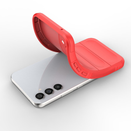 Husa pentru Samsung Galaxy A34 5G, Antisoc, Margini cu Striatii, Design Minimalist, Red