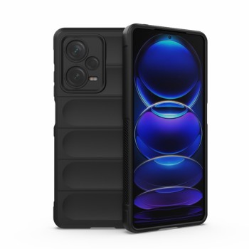 Husa pentru Xiaomi Redmi Note 12 Pro 5G, Antisoc, Margini cu Striatii, Design Minimalist, Black