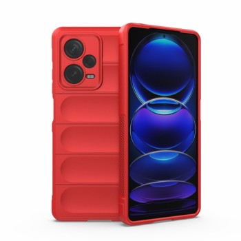 Husa pentru Xiaomi Redmi Note 12 Pro 5G, Antisoc, Margini cu Striatii, Design Minimalist, Red