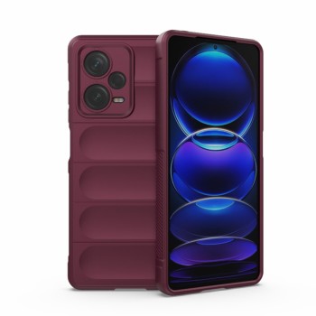 Husa pentru Xiaomi Redmi Note 12 Pro 5G, Antisoc, Margini cu Striatii, Design Minimalist, Bordeaux