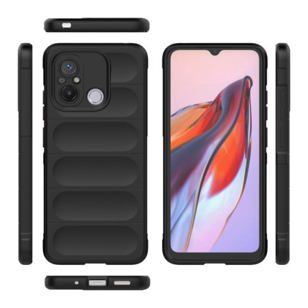 Husa pentru Xiaomi Redmi 12C, Antisoc, Margini cu Striatii, Design Minimalist, Black