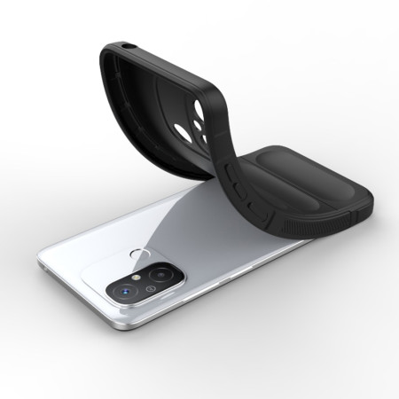 Husa pentru Xiaomi Redmi 12C, Antisoc, Margini cu Striatii, Design Minimalist, Black