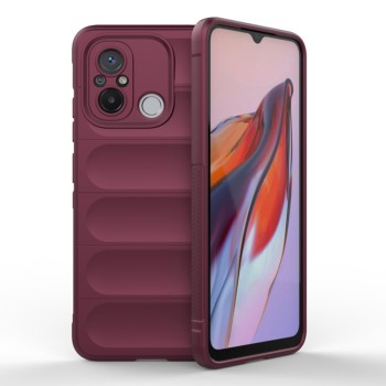 Husa pentru Xiaomi Redmi 12C, Antisoc, Margini cu Striatii, Design Minimalist, Bordeaux
