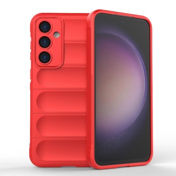 Husa pentru Samsung Galaxy S23 FE, Antisoc, Margini cu Striatii, Design Minimalist, Red