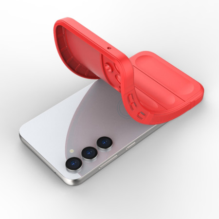 Husa pentru Samsung Galaxy S23 FE, Antisoc, Margini cu Striatii, Design Minimalist, Red