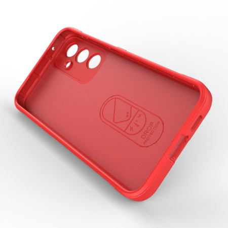 Husa pentru Samsung Galaxy S23 FE, Antisoc, Margini cu Striatii, Design Minimalist, Red