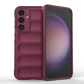 Husa pentru Samsung Galaxy S23 FE, Antisoc, Margini cu Striatii, Design Minimalist, Bordeaux