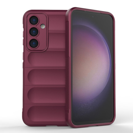 Husa pentru Samsung Galaxy S23 FE, Antisoc, Margini cu Striatii, Design Minimalist, Bordeaux