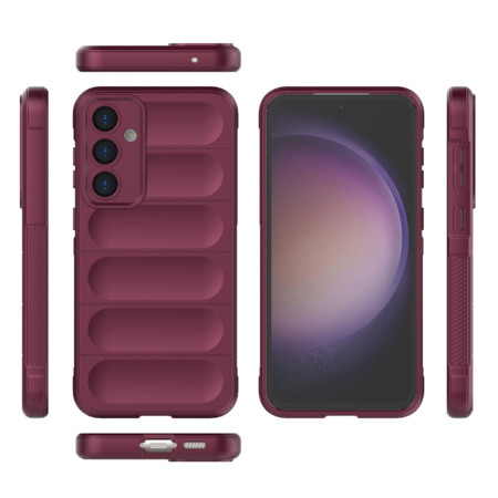 Husa pentru Samsung Galaxy S23 FE, Antisoc, Margini cu Striatii, Design Minimalist, Bordeaux