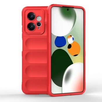 Husa pentru Xiaomi Redmi 12 4G / 12 5G, Antisoc, Margini cu Striatii, Design Minimalist, Red