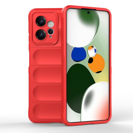 Husa pentru Xiaomi Redmi 12 4G / 12 5G, Antisoc, Margini cu Striatii, Design Minimalist, Red