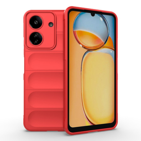 Husa pentru Xiaomi Redmi 13C 4G / Poco C65, Antisoc, Margini Striatii, Magic Shield, Red