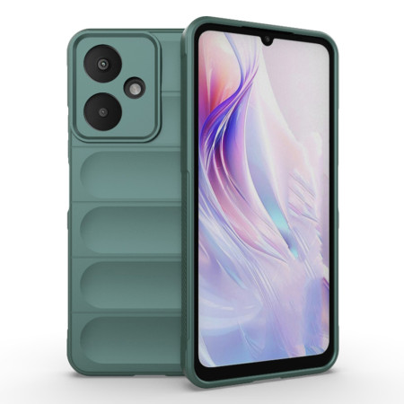 Husa pentru Xiaomi Redmi 13C 5G / Poco M6, Antisoc, Margini cu Striatii, Design Minimalist, Green
