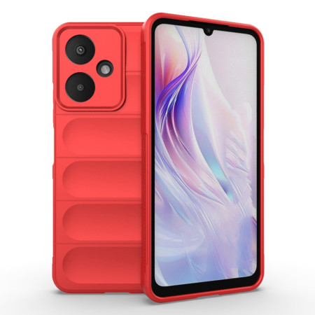Husa pentru Xiaomi Redmi 13C 5G / Poco M6, Antisoc, Margini cu Striatii, Design Minimalist, Red