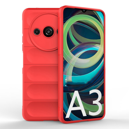 Husa pentru Xiaomi Redmi A3, Antisoc, Margini cu Striatii, Design Minimalist, Red