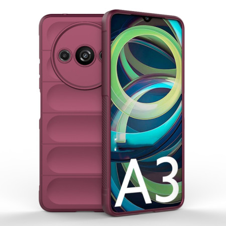 Husa pentru Xiaomi Redmi A3, Antisoc, Margini cu Striatii, Design Minimalist, Bordeaux