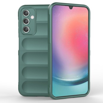 Husa pentru Samsung Galaxy A25 5G, Antisoc, Margini cu Striatii, Design Minimalist, Green