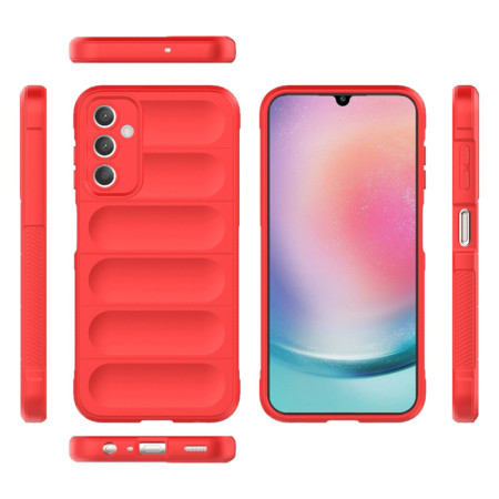 Husa pentru Samsung Galaxy A25 5G, Antisoc, Margini cu Striatii, Design Minimalist, Red