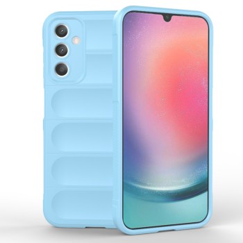 Husa pentru Samsung Galaxy A25 5G, Antisoc, Margini cu Striatii, Design Minimalist, Bleu