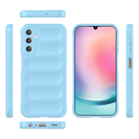 Husa pentru Samsung Galaxy A25 5G, Antisoc, Margini cu Striatii, Design Minimalist, Bleu