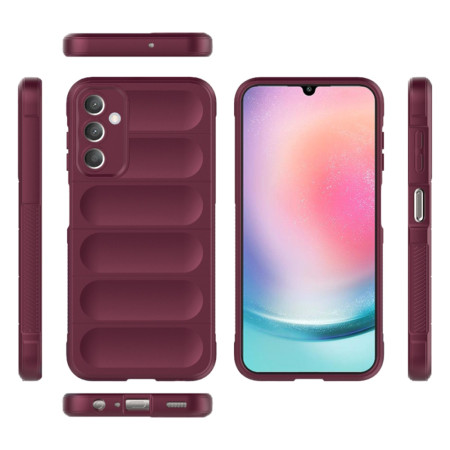 Husa pentru Samsung Galaxy A25 5G, Antisoc, Margini cu Striatii, Design Minimalist, Bordeaux