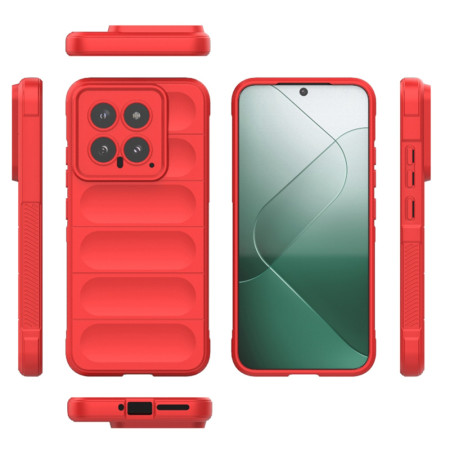 Husa pentru Xiaomi 14, Antisoc, Margini cu Striatii, Design Minimalist, Red