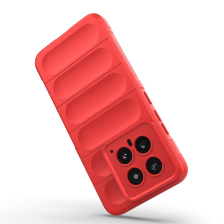 Husa pentru Xiaomi 14, Antisoc, Margini cu Striatii, Design Minimalist, Red