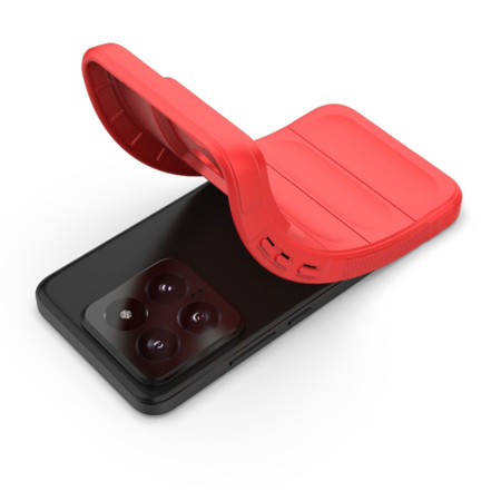 Husa pentru Xiaomi 14, Antisoc, Margini cu Striatii, Design Minimalist, Red