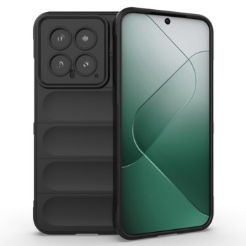 Husa pentru Xiaomi 14, Antisoc, Margini cu Striatii, Design Minimalist, Black