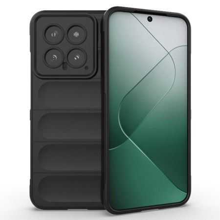 Husa pentru Xiaomi 14, Antisoc, Margini cu Striatii, Design Minimalist, Black