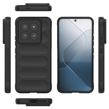 Husa pentru Xiaomi 14 Pro, Antisoc, Margini cu Striatii, Design Minimalist, Black
