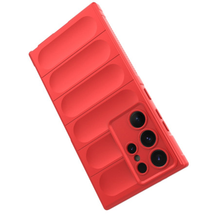 Husa pentru Samsung Galaxy S24 Ultra, Antisoc, Margini cu Striatii, Design Minimalist, Red