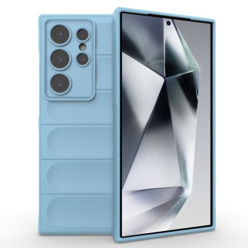 Husa pentru Samsung Galaxy S24 Ultra, Antisoc, Margini cu Striatii, Design Minimalist, Bleu