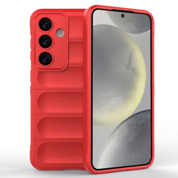 Husa pentru Samsung Galaxy S24, Antisoc, Margini cu Striatii, Design Minimalist, Red