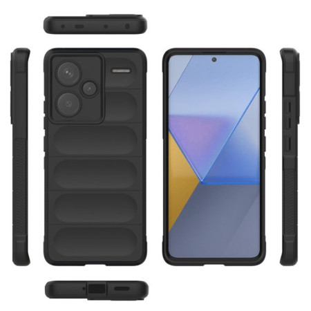 Husa pentru Xiaomi Redmi Note 13 Pro Plus 5G, Antisoc, Margini cu Striatii, Design Minimalist, Black