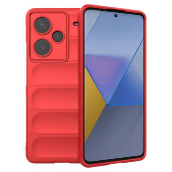 Husa pentru Xiaomi Redmi Note 13 Pro Plus 5G, Antisoc, Margini cu Striatii, Design Minimalist, Red