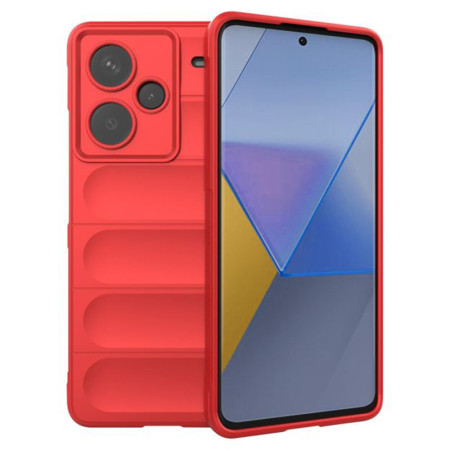 Husa pentru Xiaomi Redmi Note 13 Pro Plus 5G, Antisoc, Margini cu Striatii, Design Minimalist, Red