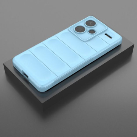 Husa pentru Xiaomi Redmi Note 13 Pro Plus 5G, Antisoc, Margini cu Striatii, Design Minimalist, Bleu