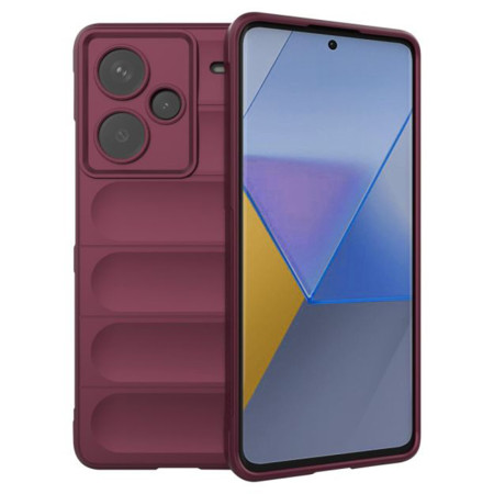 Husa pentru Xiaomi Redmi Note 13 Pro Plus 5G, Antisoc, Margini cu Striatii, Design Minimalist, Bordeaux