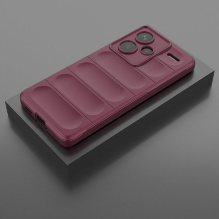 Husa pentru Xiaomi Redmi Note 13 Pro Plus 5G, Antisoc, Margini cu Striatii, Design Minimalist, Bordeaux