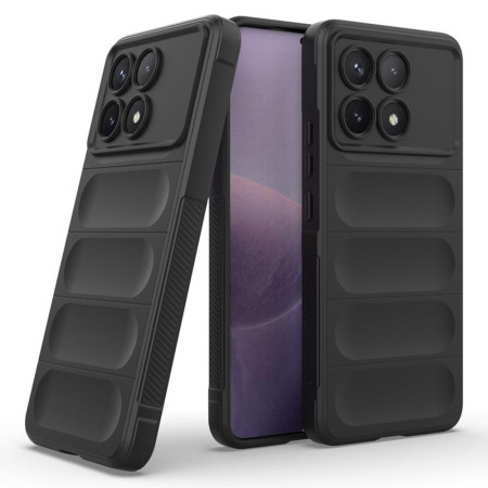 Husa pentru Xiaomi Poco X6 Pro, Antisoc, Margini cu Striatii, Design Minimalist, Black